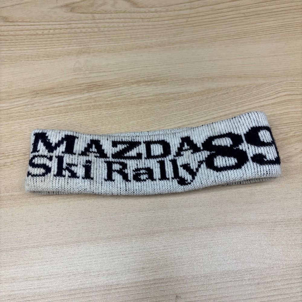 Vintage Mazda Ski Rally 89 Hat Cap Knit Gray Headband Ear Warmer Skiing‎ Promo